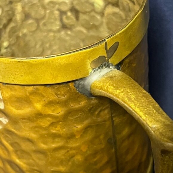 VTG Handmade Hammered Copper Brass Aztec Mayan Calendar Mug Cup Stein 4.5" Tall - Picture 11 of 14